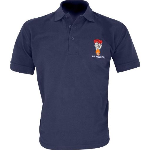 Picture of Navy Polo Shirt, Embroidered Hackle & Cap Badge,  THE FUSILIERS - Medium 