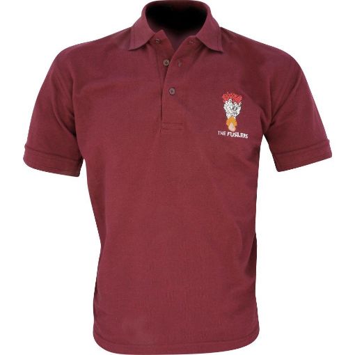 Picture of Rose Polo Shirt, Embroidered Hackle & Cap Badge,  THE  FUSILIERS - Small 
