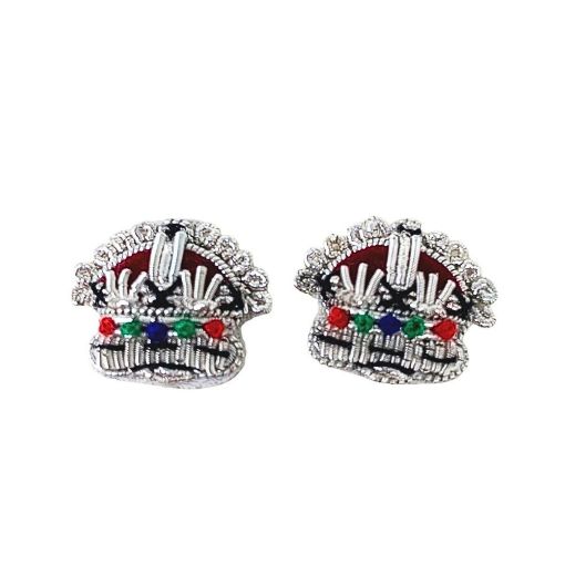 Picture of Embroidered Rank Crowns - Silver - 3/8 inch - Pair - Tudor Crown